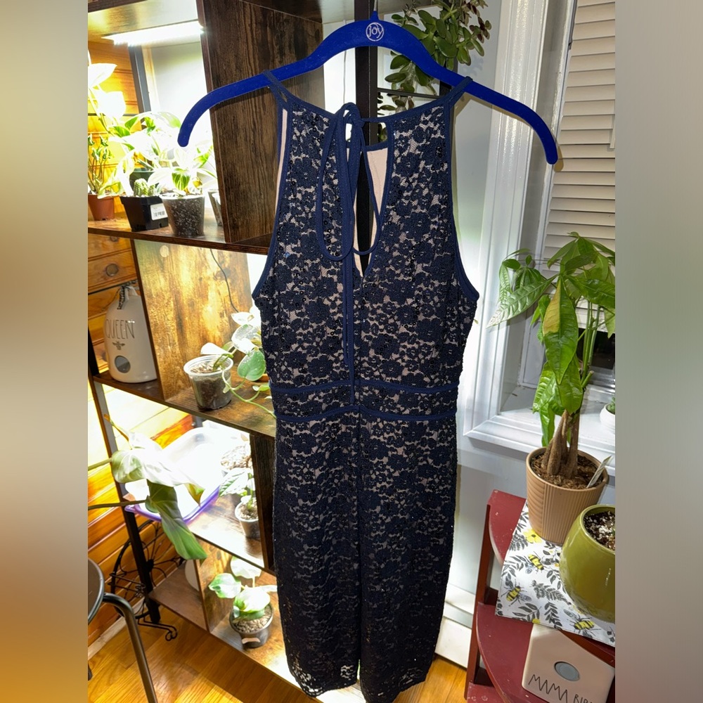 Blue tan sequin dress